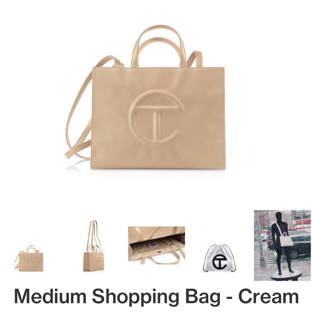 Telfar medium shopping bag. Cream color.